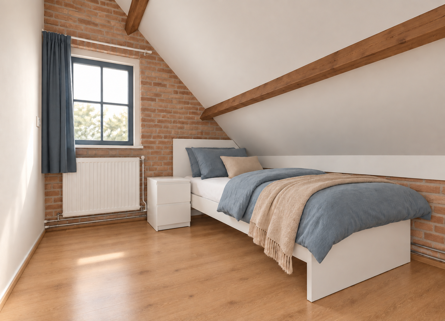 Eenpersoonsslaapkamer van Schouwshuisje